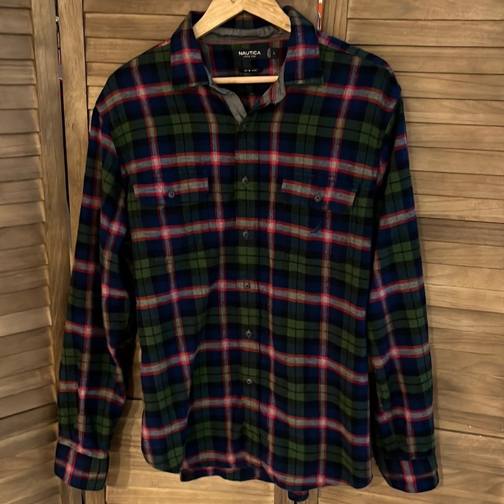 Nautica Slim Fit Flannel Plaid Shirt
